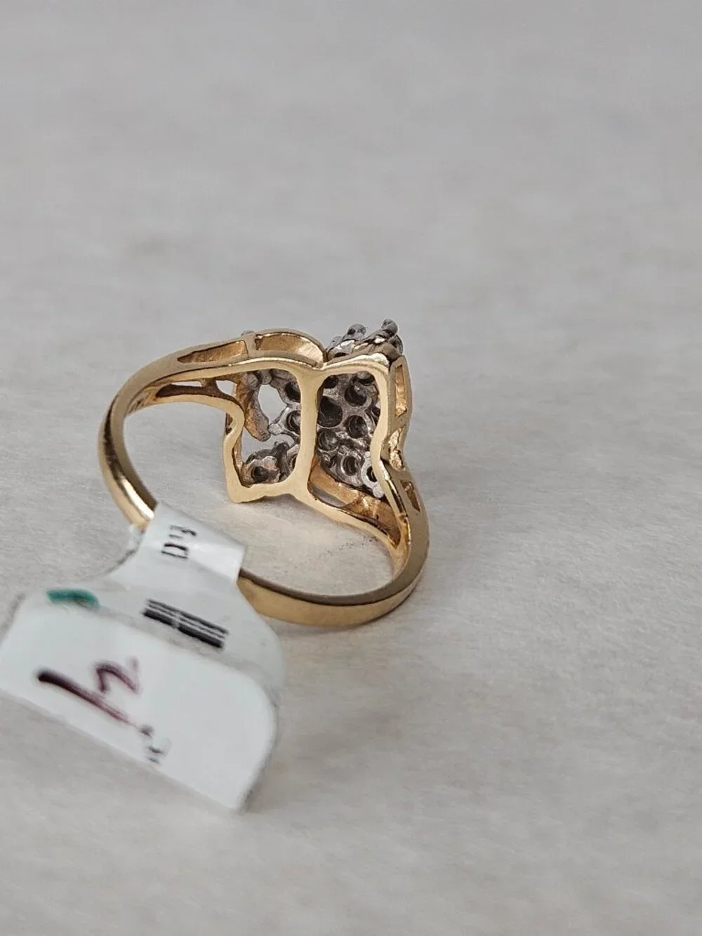 14K Yellow Gold Diamond Cocktail Bypass Flower Cluster Ring .30TCW Size 6.5